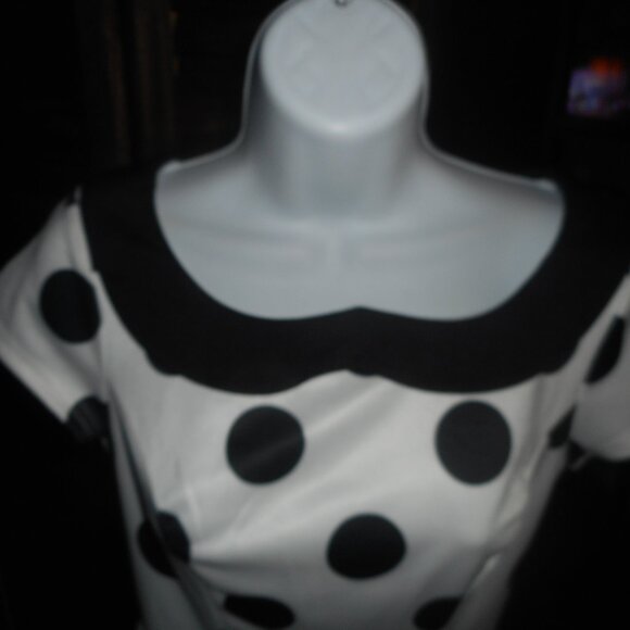 NWOT black and white polka dot Peter Pan collar top, size Small - Picture 3 of 5